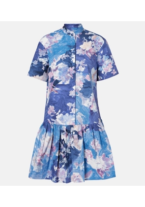 Erdem Floral peplum cotton poplin minidress