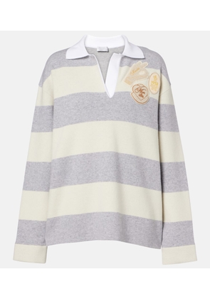 Moncler Striped wool and cotton-blend polo shirt
