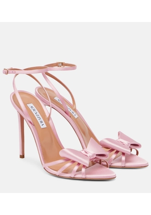 Aquazzura Black Tie 105 bow-detail satin sandals