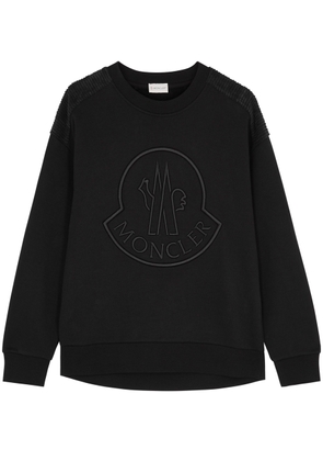 Moncler Women's Extra Small Black Logo-embroidered Cotton-blend Sweatshirt - Crew-neck - XS (UK 8 /xs)