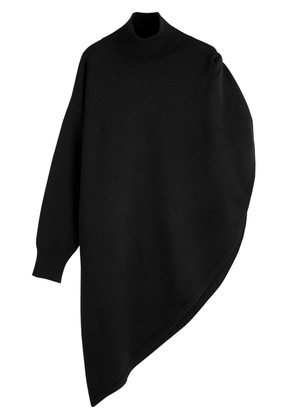 Alaïa Asymmetric Cape-effect Wool Jumper - Black - 36 (UK8 / S)