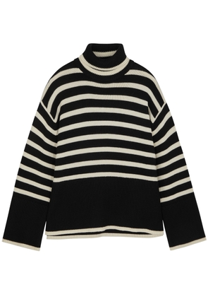 Toteme Striped Roll-neck Wool-blend Jumper - Black - XS