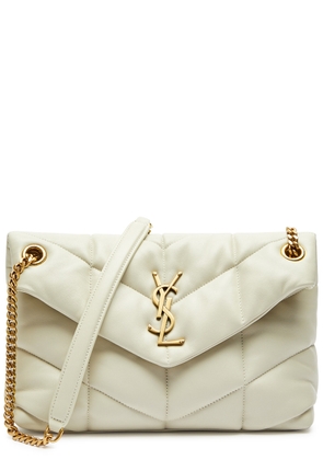 Saint Laurent - Women's White Quilted Leather Lou Puffer Small Shoulder Bag - Adjustable Chain Strap - One Size