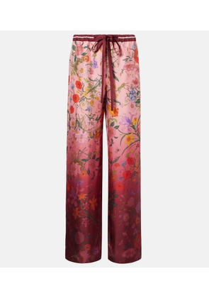 Gucci Floral silk wide-leg pants