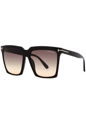 Tom Ford - Square-frame Sunglasses Sabrina, Black, Designer-engraved Graduated Orange Lenses, 100% UV Protection