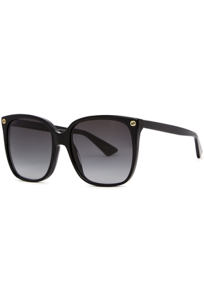 Gucci Black Oversized Sunglasses, Sunglasses, Black, Grey Lenses