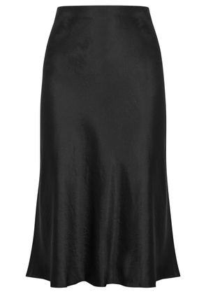 Vince Hammered Satin Midi Skirt - Black - XS