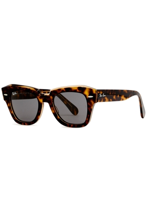 Ray-ban - State Street Tortoiseshell Wayfarer Sunglasses, Brown, Charcoal Lenses, Ray Ban Tortoiseshell Sunglasses, 100% UV Protection