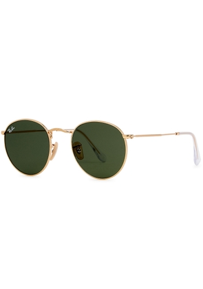 Ray-ban - Gold-tone G-15 Round-frame Sunglasses, Sunglasses, Green Lenses, Designer Sunglasses Men, 100% UV Protection