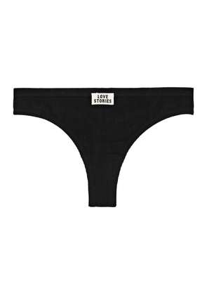 Love Stories Lima Ribbed Cotton-blend Thong - Black - XL (UK16 /xl)
