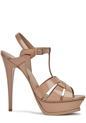 Saint Laurent Tribute 100 Leather Platform Sandals - Nude