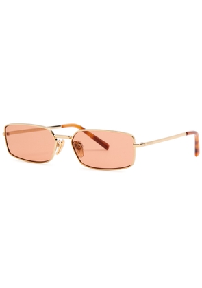 Prada Narrow Rectangle-frame Sunglasses - Gold - One Size