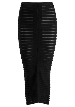 Alaïa Striped Textured-knit Midi Skirt - Black - 38 (UK10 / S)