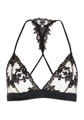 Fleur OF England Onyx Satin Soft-cup bra - Black - L