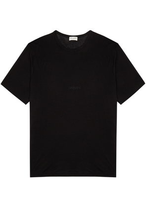 Saint Laurent Logo-embroidered Jersey T-shirt - Black - M