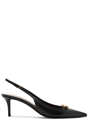 Valentino Garavani 60 Vlogo Leather Slingback Pumps - Black