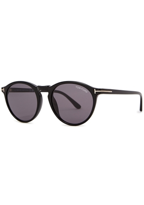 Tom Ford - Round-frame Sunglasses Black, Designer-stamped Grey Lenses, Silver-tone, 100% UV Protection