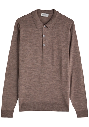 John Smedley Belper Wool Polo Shirt - Taupe - S