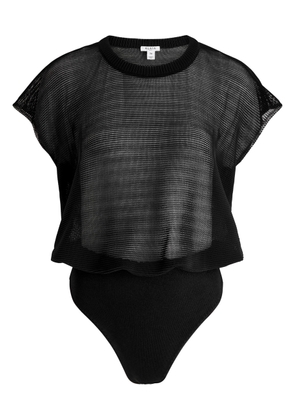 Alaïa Ribbed Sheer Cotton-blend Bodysuit - Black - 40 (UK12 / M)