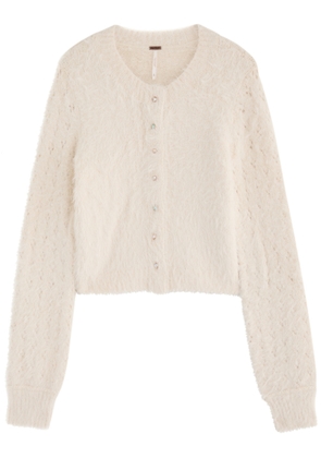 Free People Celeste Brushed-knit Cardigan - Ivory - XL (UK 20-22 /xl)