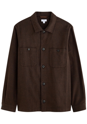 Sunspel Herringbone Brushed-cotton Overshirt - Brown - Xxl