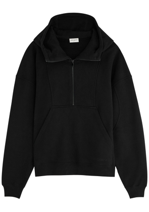 Saint Laurent Panelled Half-zip Hooded Cotton Sweatshirt - Black - L (UK14 / L)