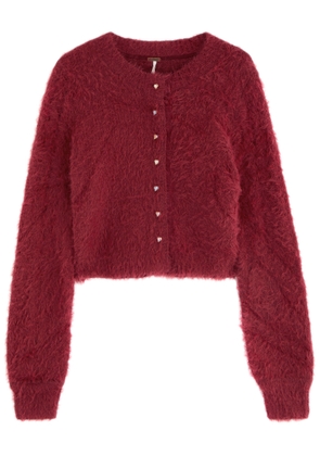 Free People Celeste Brushed-knit Cardigan - Red - XL (UK 20-22 /xl)