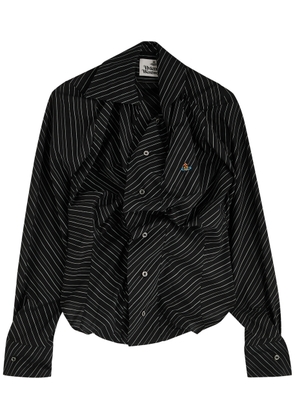 Vivienne Westwood Drunken Striped Gathered Cotton Shirt - Black - 42 (UK10 / S)