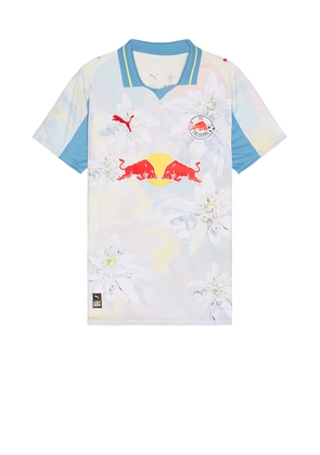 Puma Select x Kidsuper Jersey Replica in Frosted Ivory & Puma Red - White,Baby Blue. Size L (also in M, S, XL/1X).