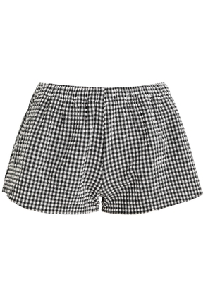 Hunza G Runner Gingham Crinkle Shorts - Black - One Size