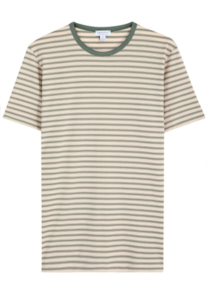 Sunspel Striped Cotton T-shirt - Green - S