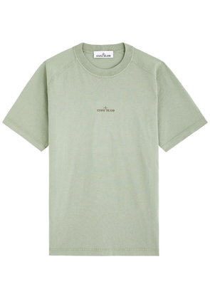 Stone Island Logo-printed Cotton T-shirt - Sage - M