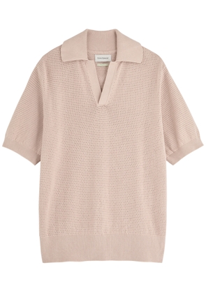 Oliver Spencer Penhale Pointelle-knit Cotton Polo Shirt - Pink - L