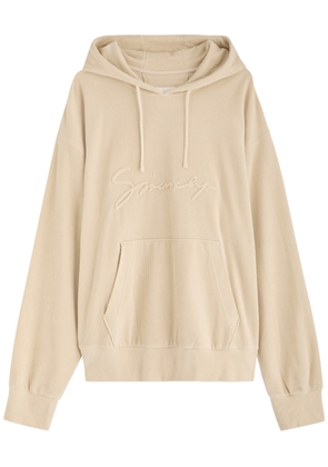 Givenchy Logo Hooded Ribbed Velvet Sweatshirt - Sand - S