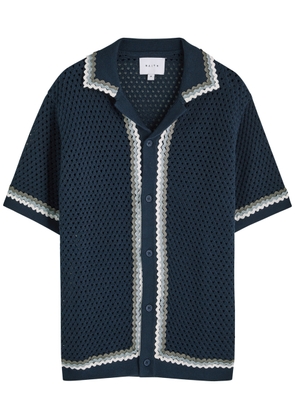 Raith Marconi Open-knit Polo Shirt - Navy - M