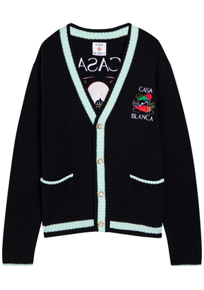 Casablanca Casa Mountain Temple Embroidered Knit Cardigan - Black - M