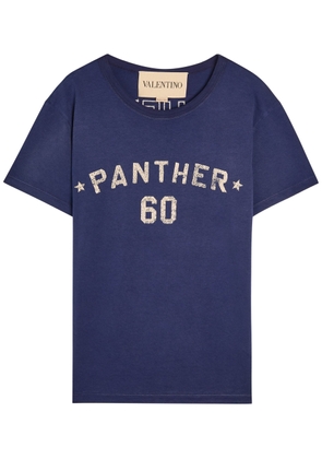 Valentino Garavani Chez Valentino Printed Cotton T-shirt - Navy - L