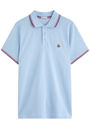 Moncler Logo-appliquéd Piqué Cotton Polo Shirt - Light Blue - M