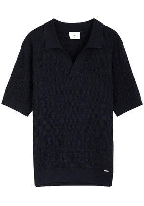 Che Alfred Patterned-intarsia Knitted Polo Shirt - Navy - L