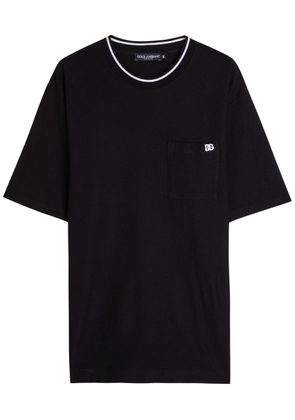 Dolce & Gabbana Logo-embroidered Piqué Cotton T-shirt - Black - 50 (IT50 / L)