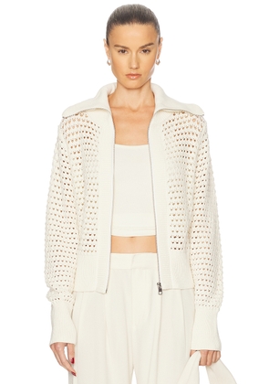 Varley Eloise Full Zip Knit Sweater in Egret - Cream. Size L (also in S).