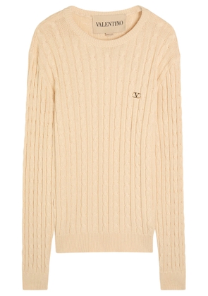 Valentino Garavani Vlogo Cable-knit Cotton Jumper - Cream - XL