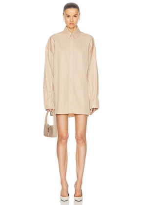 WARDROBE.NYC Drill Shirt Mini Dress in Khaki - Beige. Size XS (also in M).