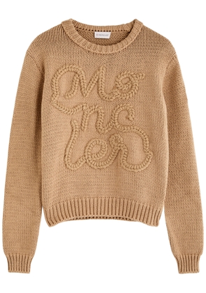 Moncler Logo-embroidered Cotton Jumper - Beige - L (UK14 / L)
