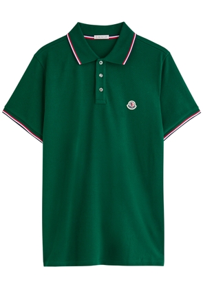 Moncler Logo-appliquéd Piqué Cotton Polo Shirt - Dark Green - S
