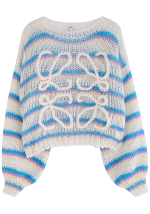 Loewe Anagram Striped Mohair-blend Jumper - White - XS (UK6 / XS)