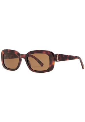 Saint Laurent Rectangle-frame Women's Designer Sunglasses - Brown - Brown Havana - One Size