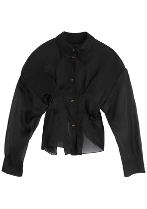 A.W.A.K.E Mode Darted Silk-organza Shirt - Black - 36 (UK8 / S)