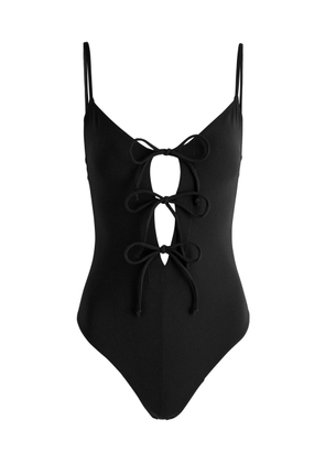 Lisa Marie Fernandez Three Tie Maillot Swimsuit - Black - S (UK8-10 / S)