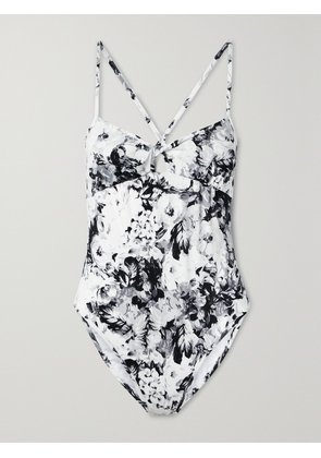 Dries Van Noten - Cutout Floral-print Swimsuit - Black - x small,small,medium,large